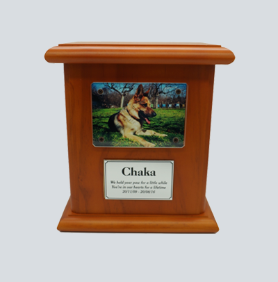 Maple colored timber urn